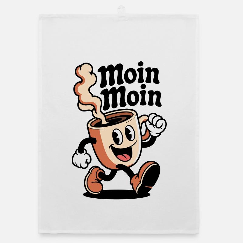 Kaffeefreude Cartoon Becher Organic Geschirrtuch