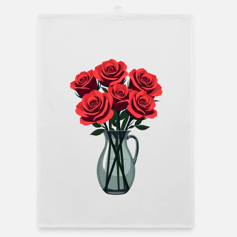 Rote Rosen Organic Geschirrtuch