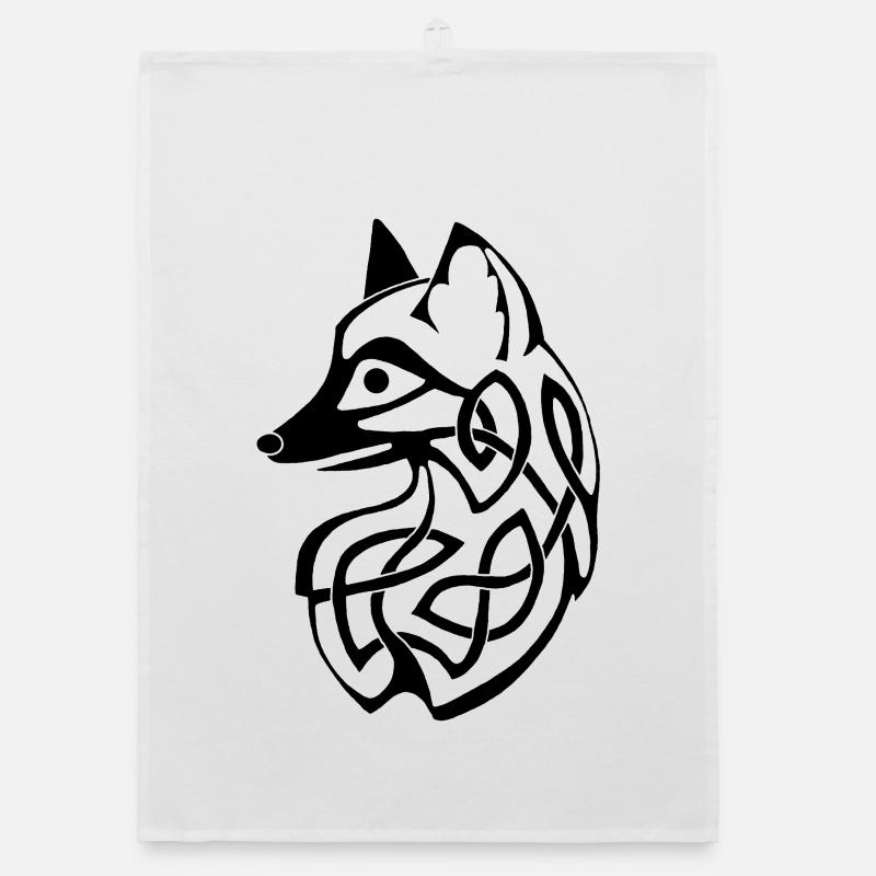 Black Celtic Fox Organic dish towel