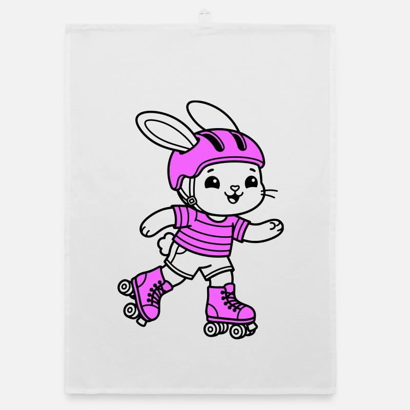 roller skating girl Organic dish towel