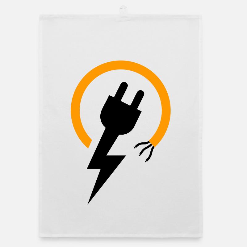 Logo d’électricien avec éclair et prise Torchon bio