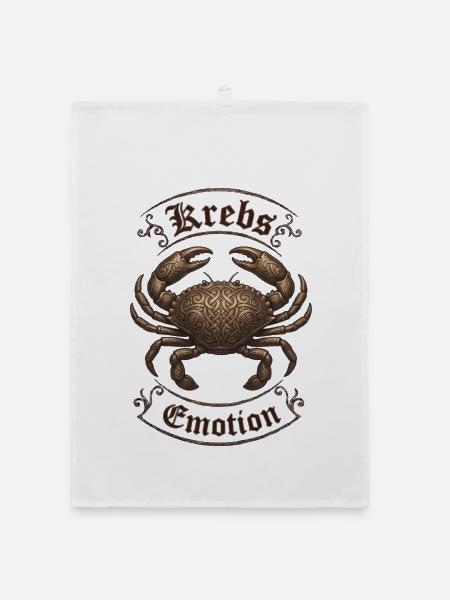 Krebs Emotion Ornament - Organic Geschirrtuch - Weiß