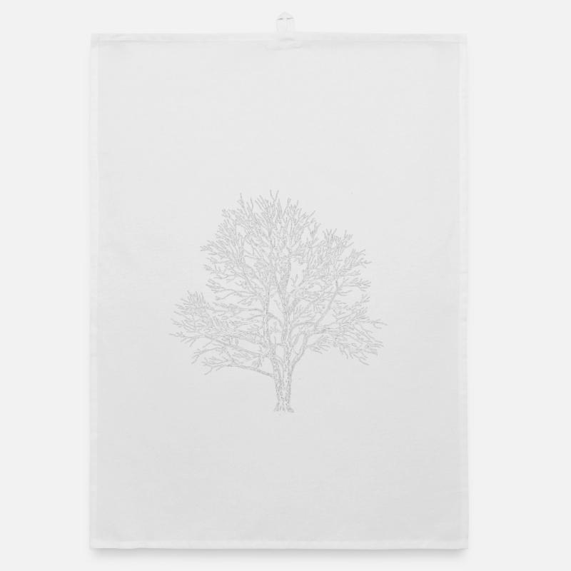 Weißer Baum Silhouette Eiche Wald Natur  Organic Geschirrtuch
