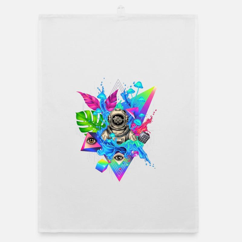 Futuristic Techno Jungle Print Organic dish towel