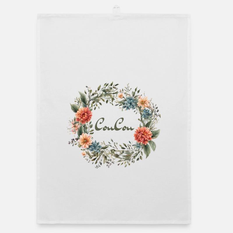 CouCou Flower - Couronne florale - Fleurs - Couronne - Torchon bio - blanc