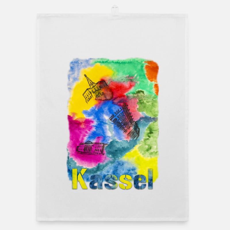 Kassel - ein Aquarell für eine wunderschöne Stadt Organic Geschirrtuch