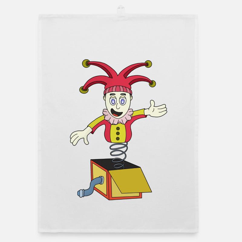 Surprise box with a clown Organic dish towel
