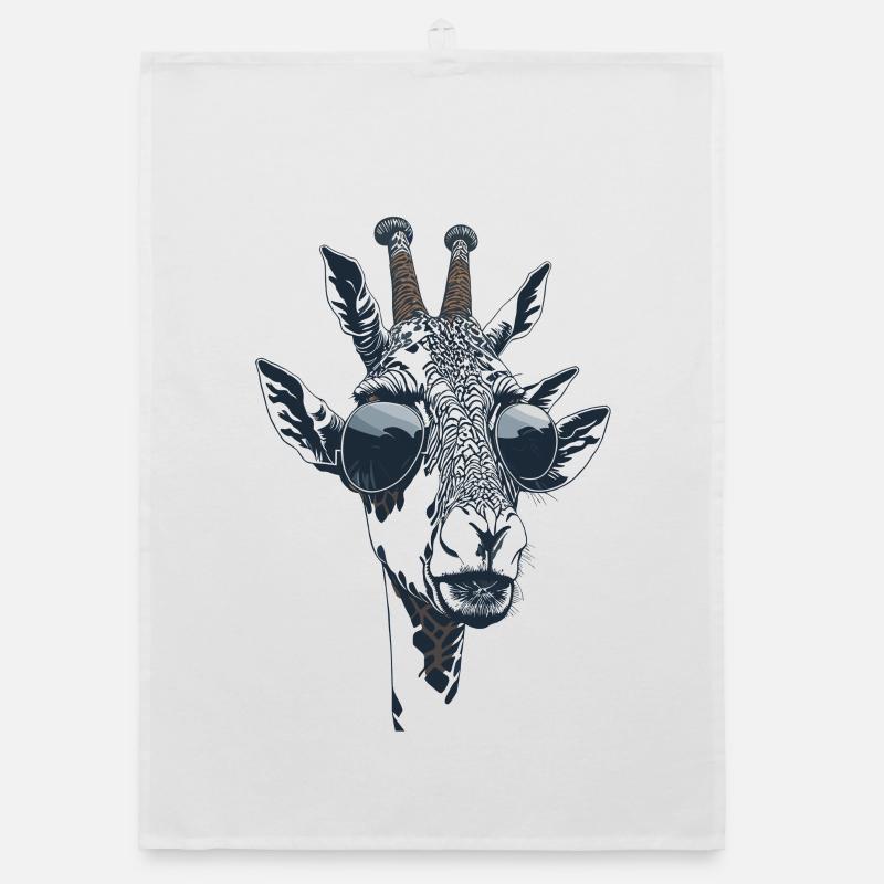 Das Portrait einer Giraffe mit Sonnenbrille Organic Geschirrtuch