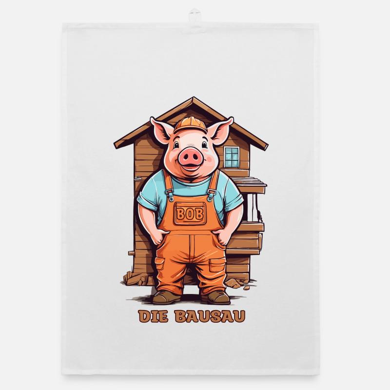 Bob Die Bausau, Handwerker Schwein Organic Geschirrtuch