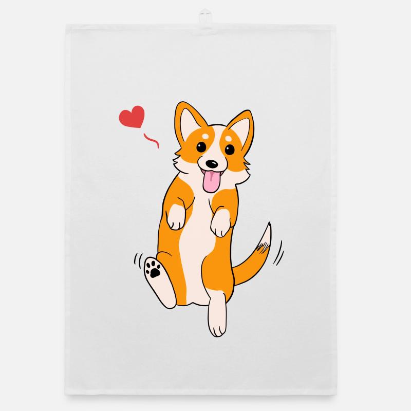 Amour Corgi - Torchon bio - blanc