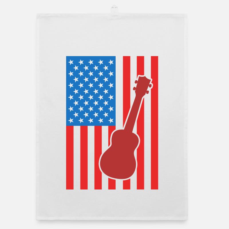 Ukulele USA Flag Organic dish towel