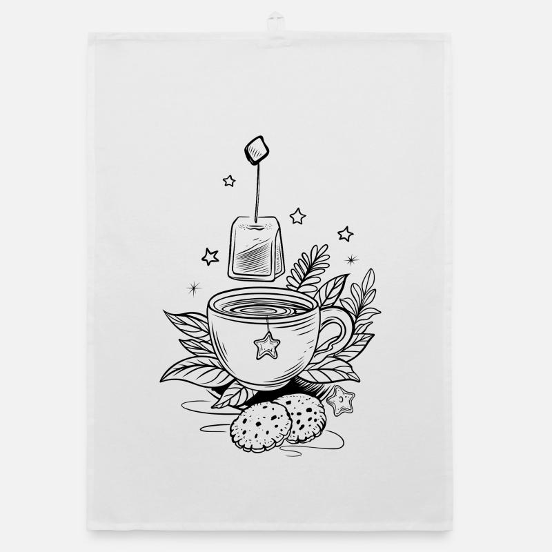 Tea Teacup with Earl Grey and Tea Bag Organic dish towel
