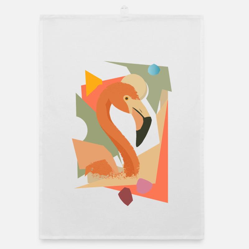 Flamingo in geometric-abstract style Organic dish towel