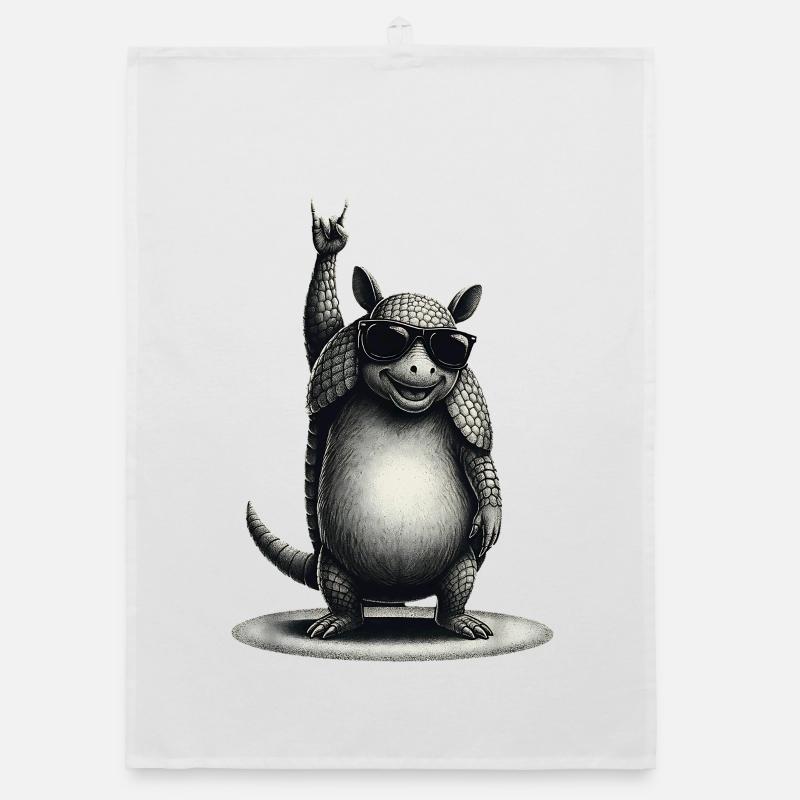 Cool Armadillo Rock Hand Design Torchon bio