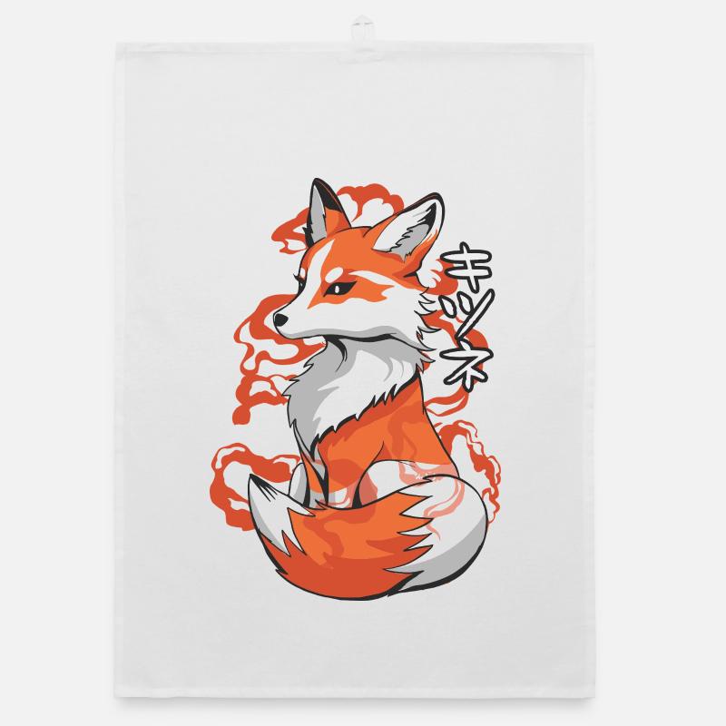 Vibrant Fox Ukiyo Style Organic dish towel