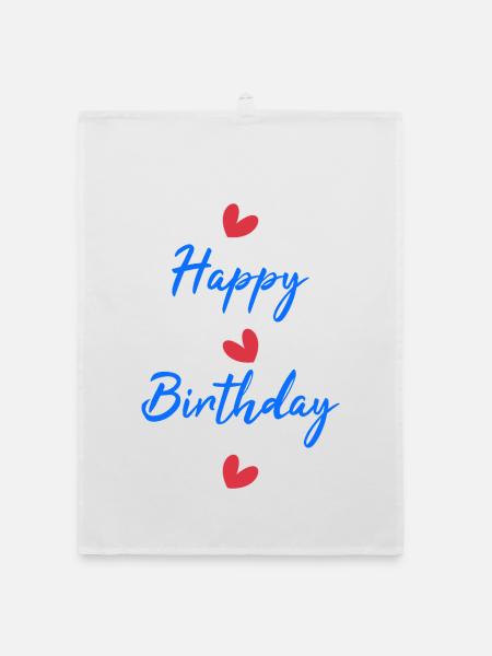 ALLES GUTE ZUM GEBURTSTAG. ALLES GUTE ZUM GEBURTSTAG. JAHRESTAG. - Organic Geschirrtuch - Weiß - Vorne