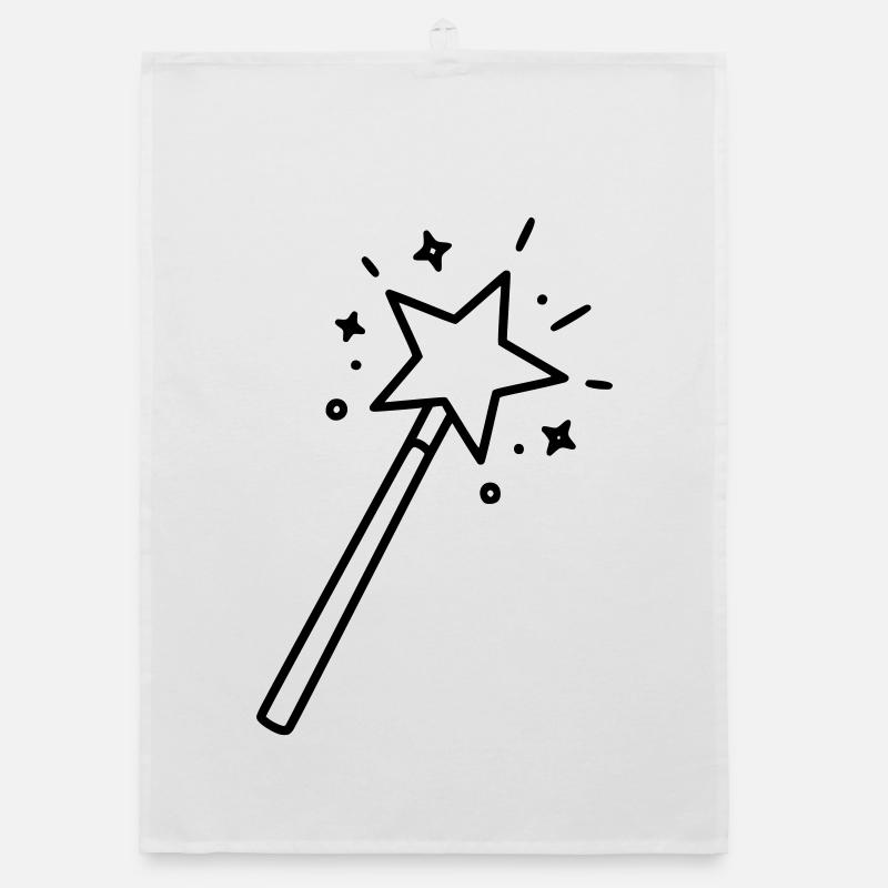 Minimalist Wand Star Magic Line Art Organic dish towel