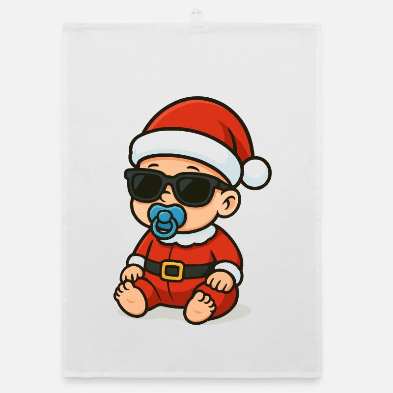 Bébé Père Noël avec lunettes de soleil Torchon bio