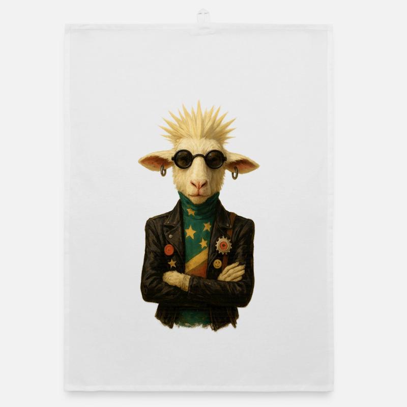 Punkgoat with star band Organic dish towel