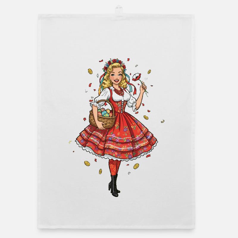 Traditionelle polnische Folklore-Tracht Organic Geschirrtuch