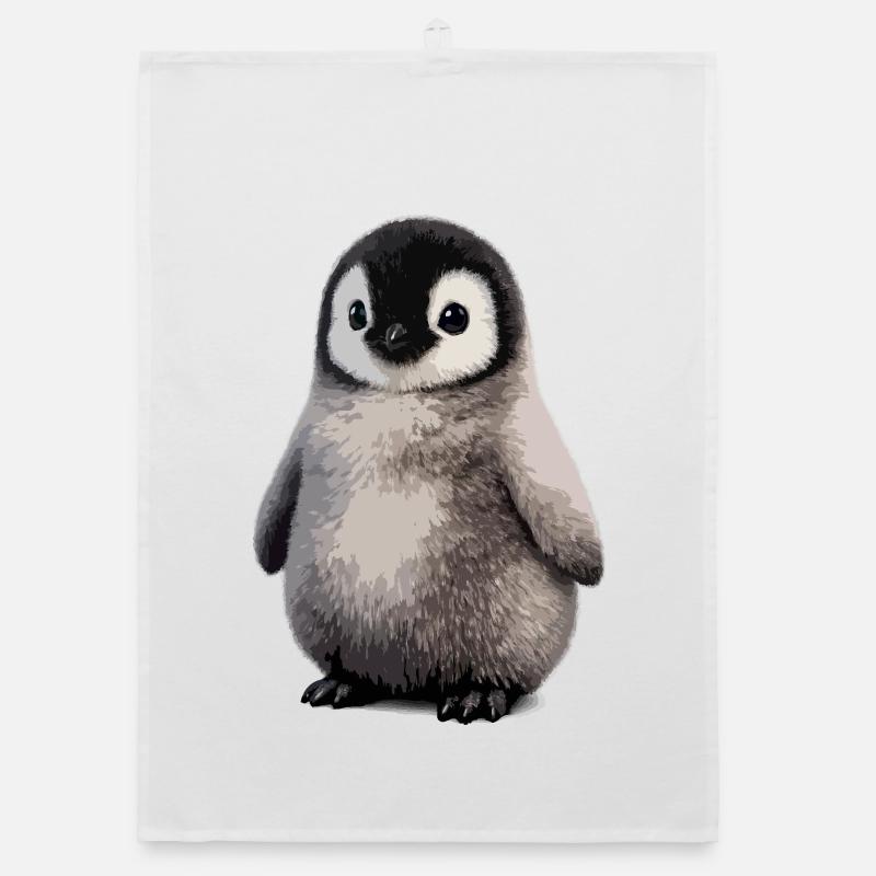 Soft Penguin Chick Illustration Organic dish towel