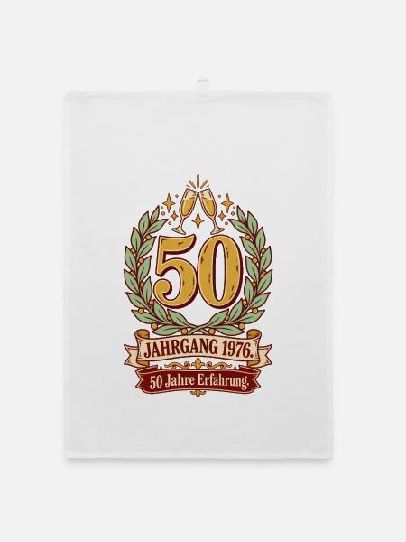 Jahrgang 1976 50 Jahre Erfahrung - Organic Geschirrtuch - Weiß - Vorne