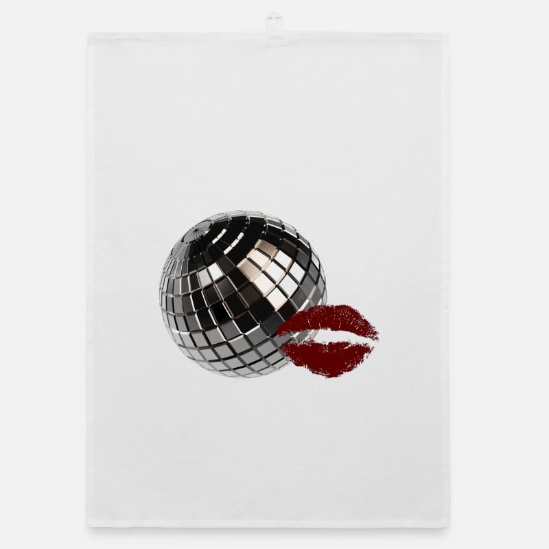 Retro-Discokugel mit Red Lips Y2K-Party-Ästhetik Organic Geschirrtuch
