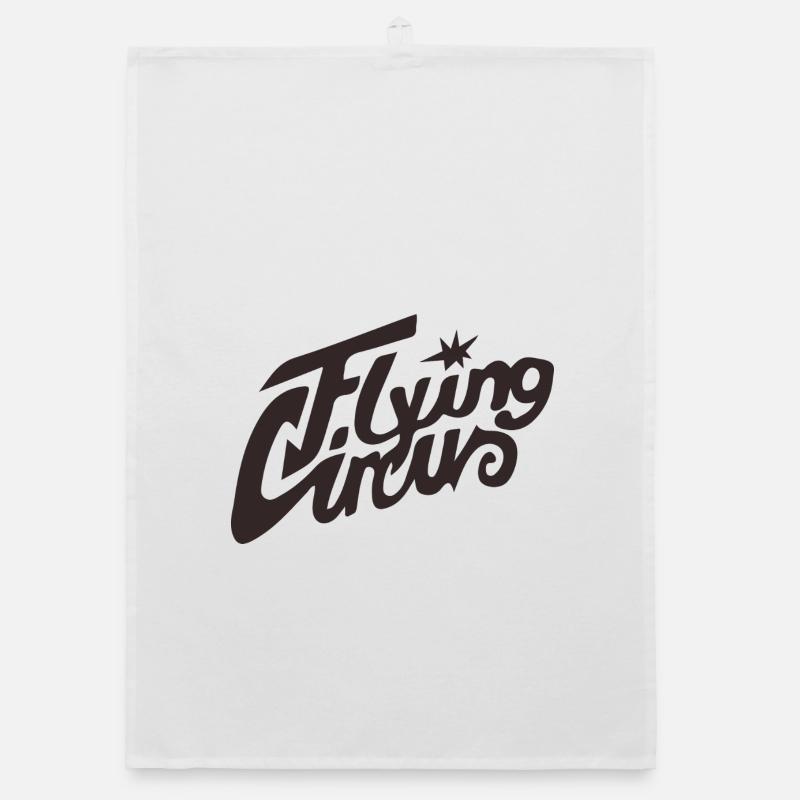 „Flying Circus” Vintage Script - Organic Geschirrtuch - Weiß