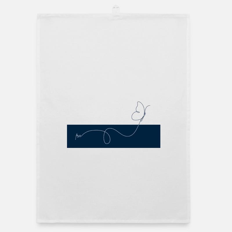 Lignes Papillon sur Bleu Nuit - Torchon bio - blanc