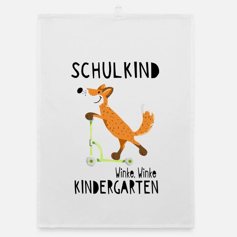 Schulkind und winke Kindergarten - Einschulung Organic Geschirrtuch