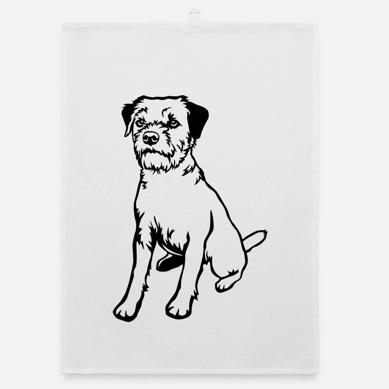 Border Terrier - Torchon bio - blanc