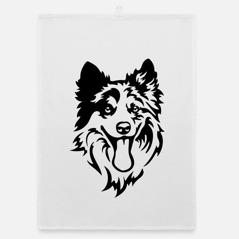 Border Collie Head Organic dish towel