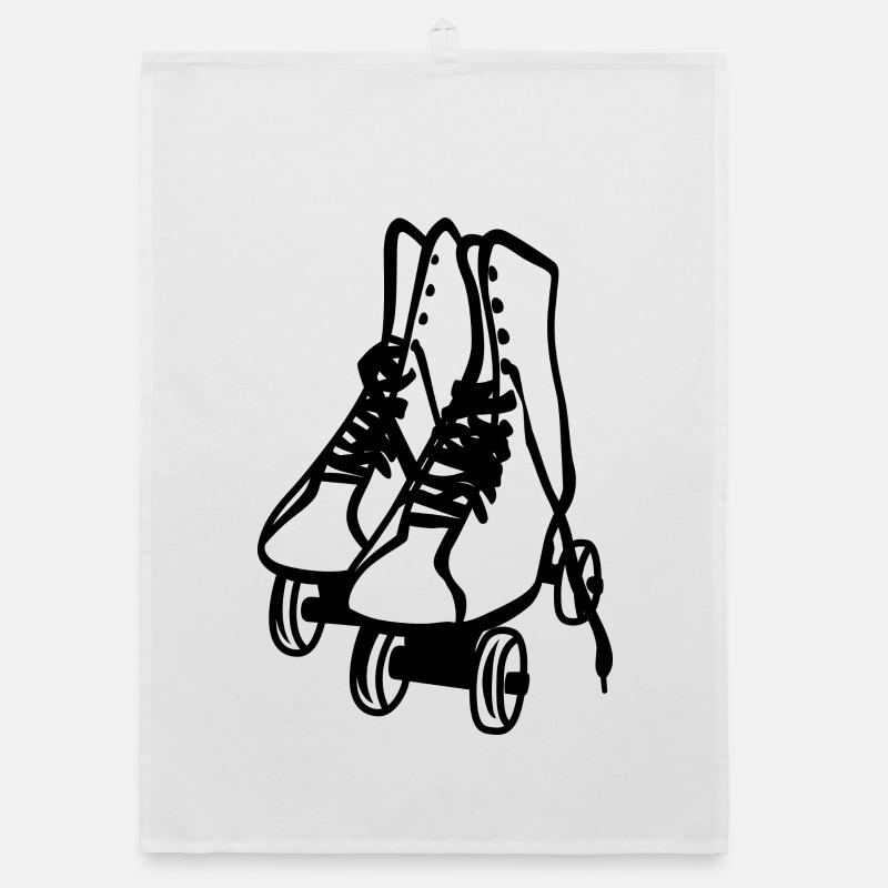 Roller skates sketch Organic dish towel