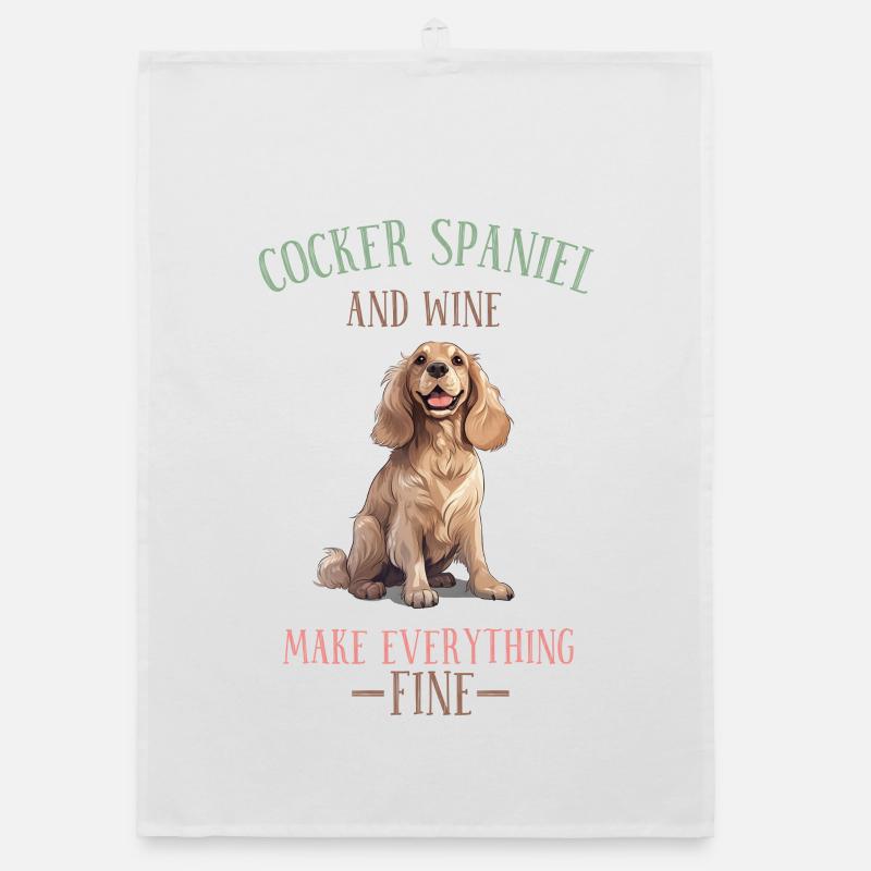 Cocker Spaniel et vin rendent tout bien Torchon bio