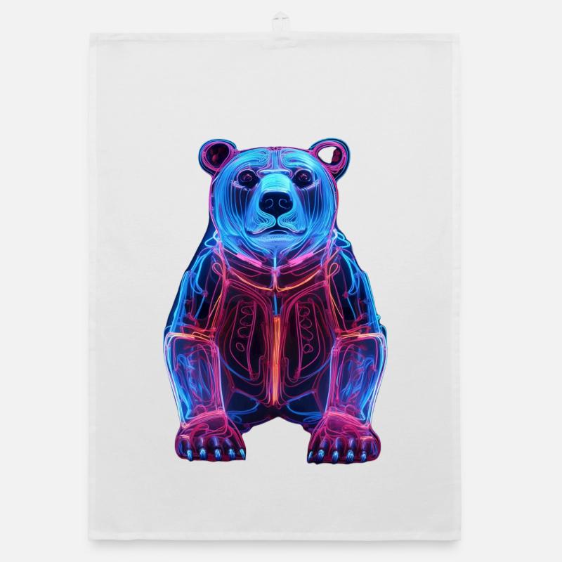 Ours néon dans le cyber design Torchon bio