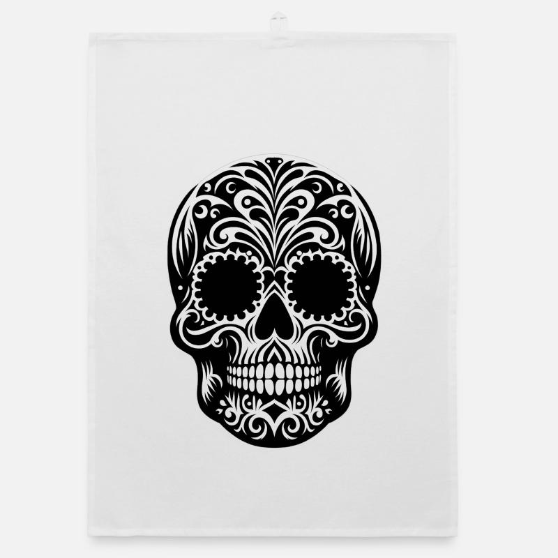 Santa Muerte Skull Celebration Organic dish towel