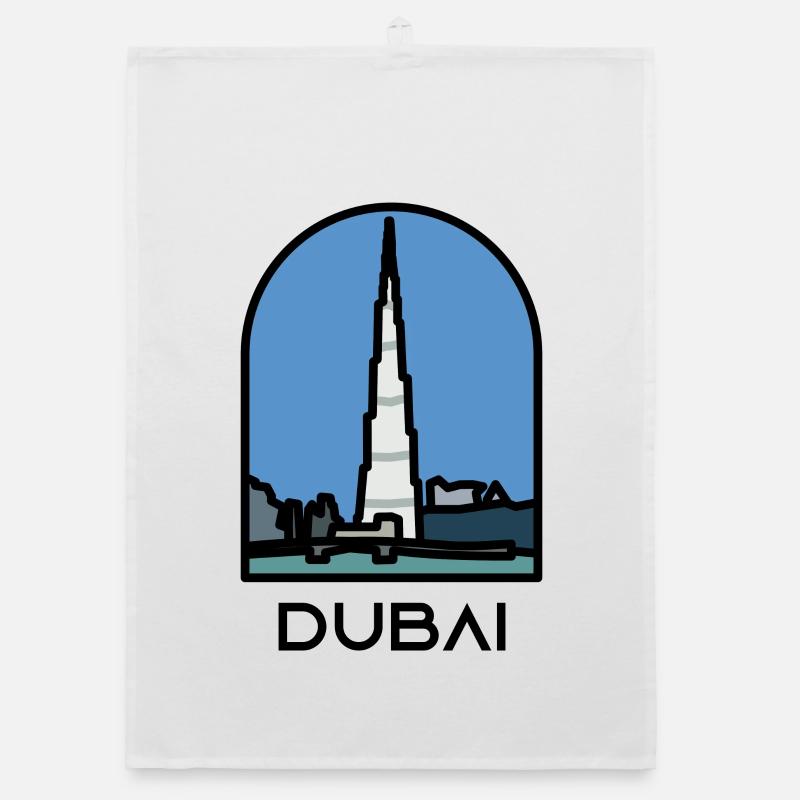 Dubai - Burj Khalifa - Organic dish towel - white