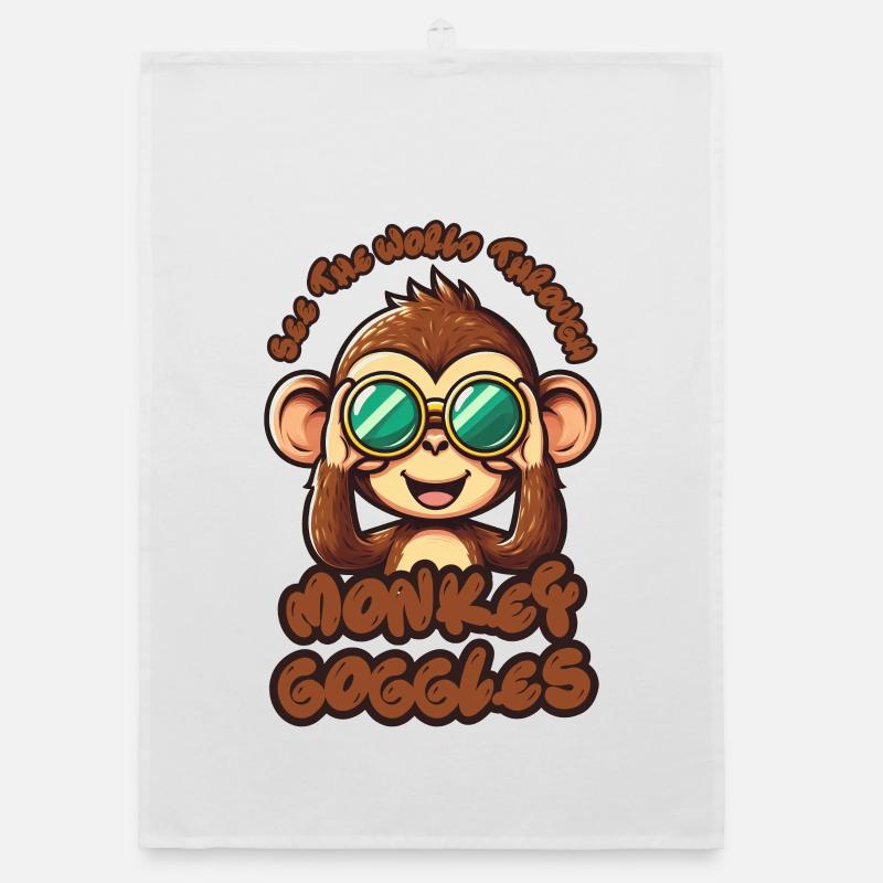 Cute Monkey: See the world through monkey goggles! Organic dish towel