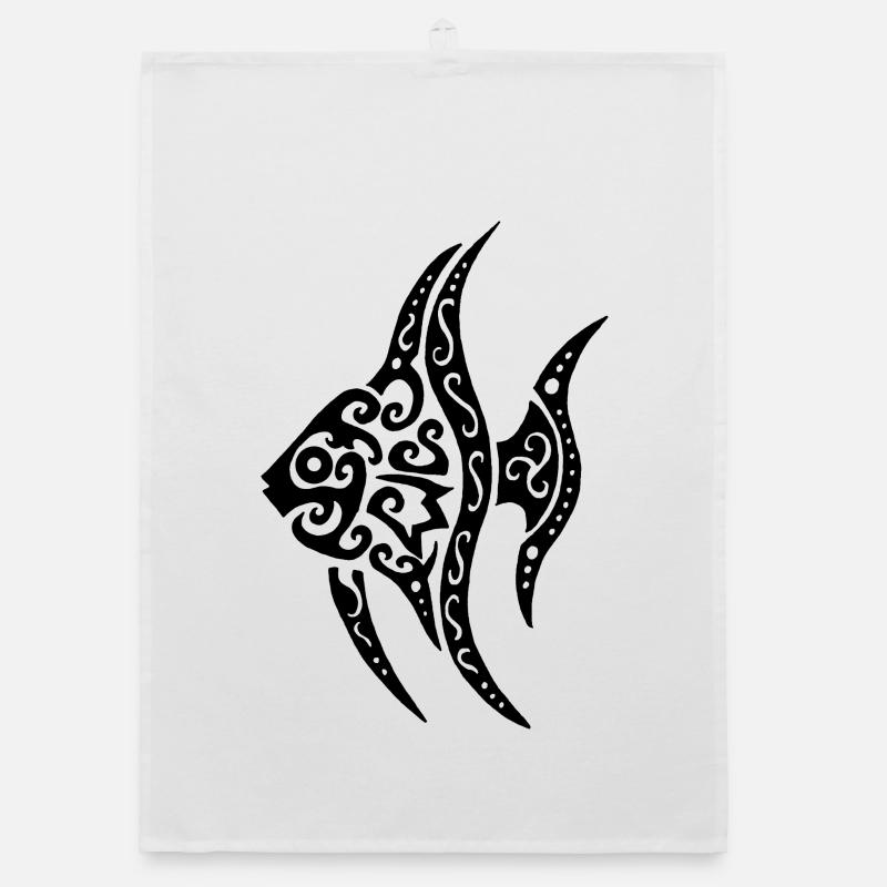 Black Tropical Fish Organic dish towel