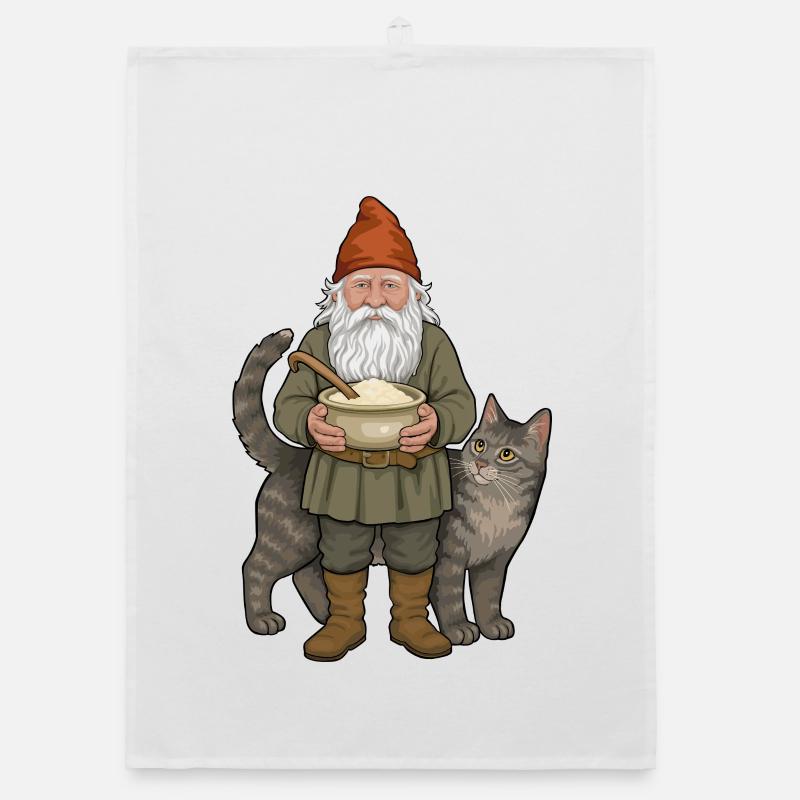 Der Bauernelf und die Katze Organic Geschirrtuch