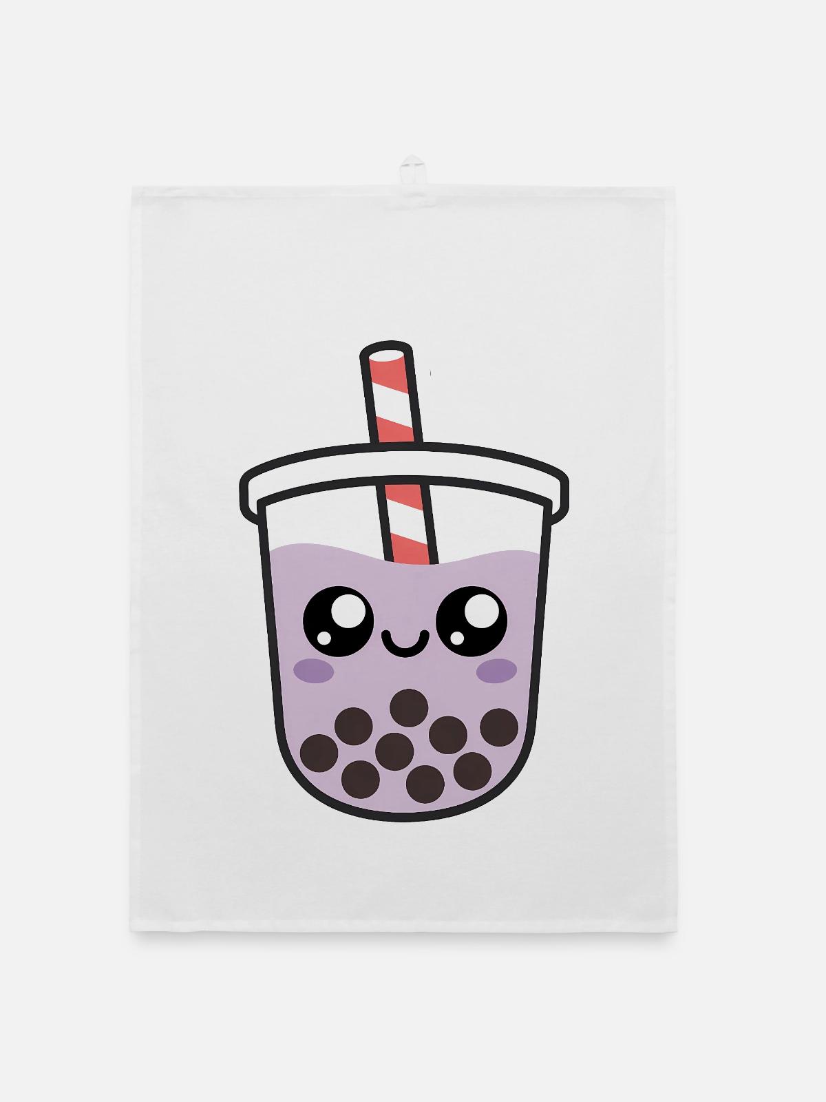 Kawaii Bubble Tee - Organic Geschirrtuch - Weiß - Vorne