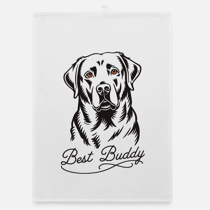 Labrador portrait with theatrical expression Organic dish towel