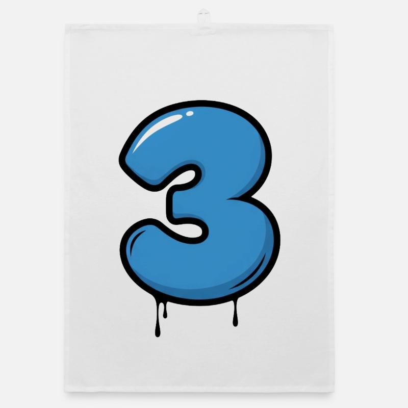 Three Drops Neon Blue Organic dish towel