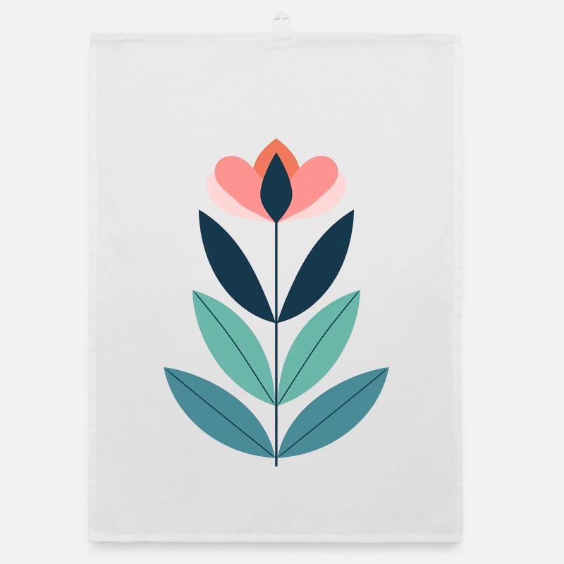 Illustration de fleur moderne géométrique Torchon bio