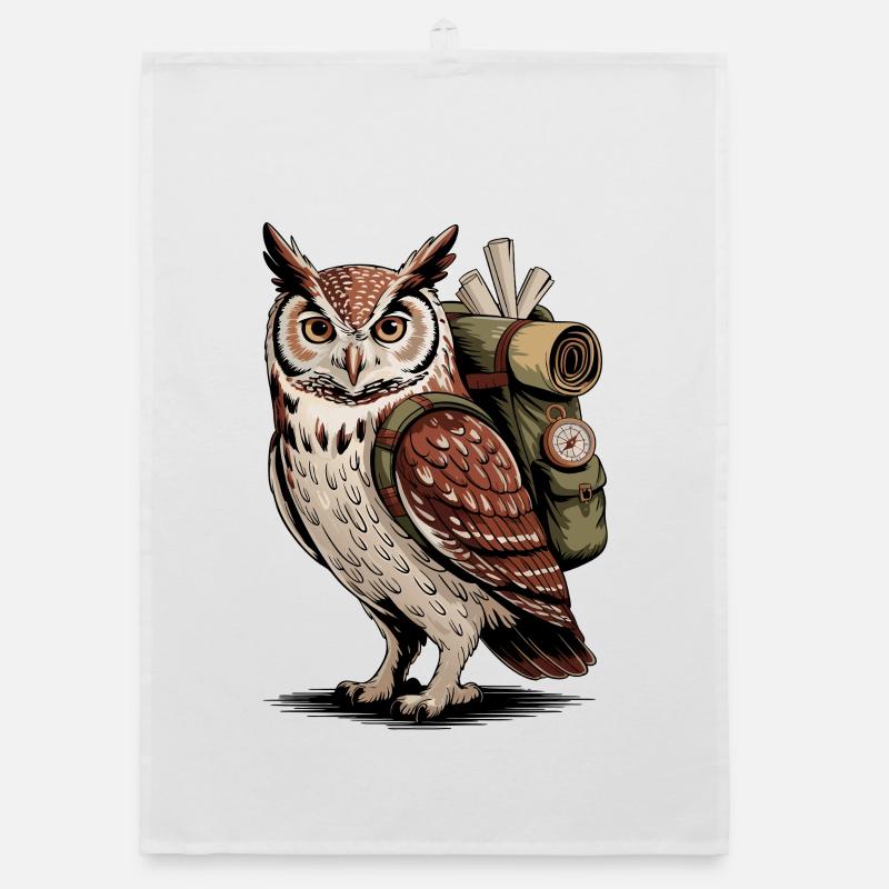 Owl Adventure with Backpack Organic dish towel