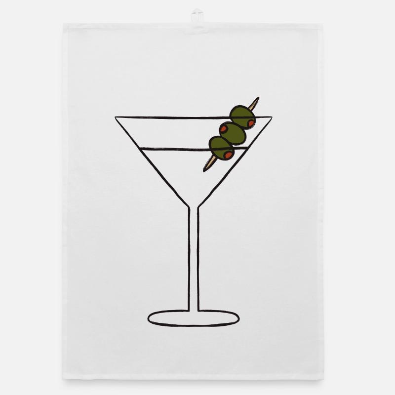 Olive Skewered Martini Silhouette Organic dish towel