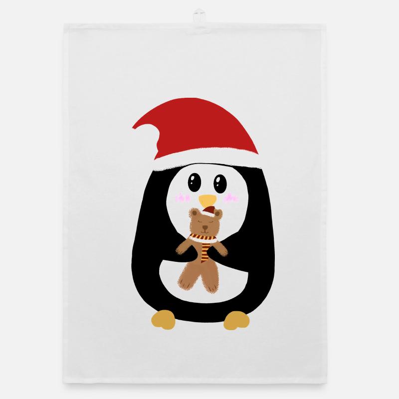Der kleine Weihnachtspinguin - Organic Geschirrtuch - Weiß