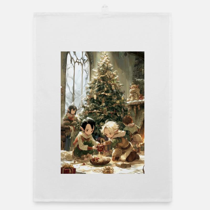 Kinder mit einem Feenbaum Organic Geschirrtuch