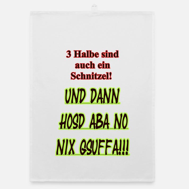 Halbe Schnitzel Spruch Shirt Organic Geschirrtuch