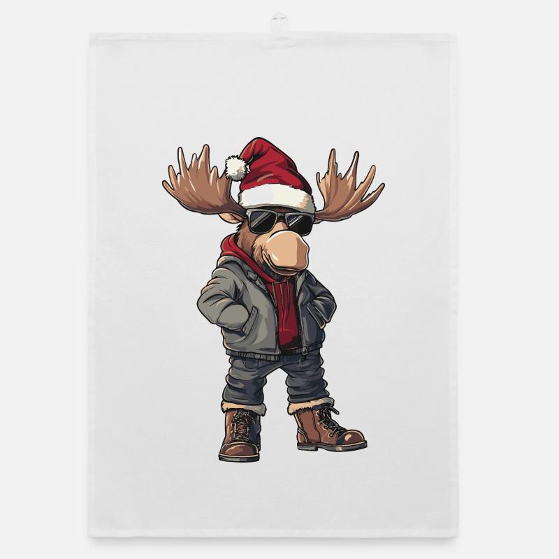 Moose Christmas Winter Organic dish towel